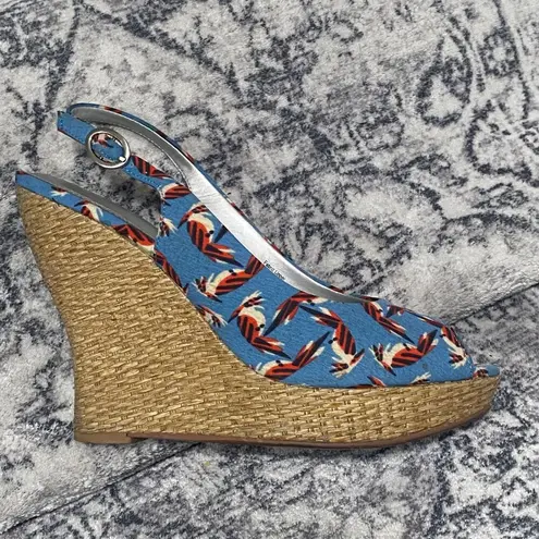 Audrey Brooke NAOMI Slingback Wedges in Blue Size 8