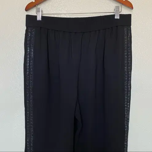 Kobi Halperin Saige Rhinestone Embellished Cropped Pants in Black Size Large NWT