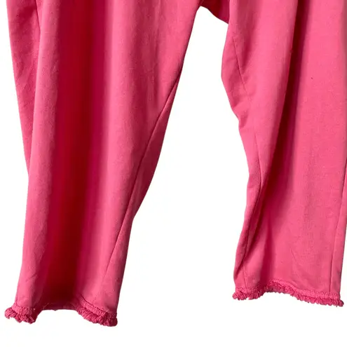 SUSAN GRAVER WEEKEND NWOT Washed French Terry Crop Pants Pink Size 2X Petite