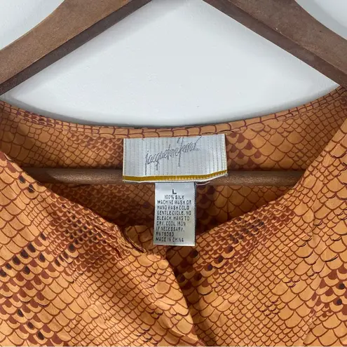 Jacqueline Ferrar Vintage Snake Print 100% Silk Top Size L