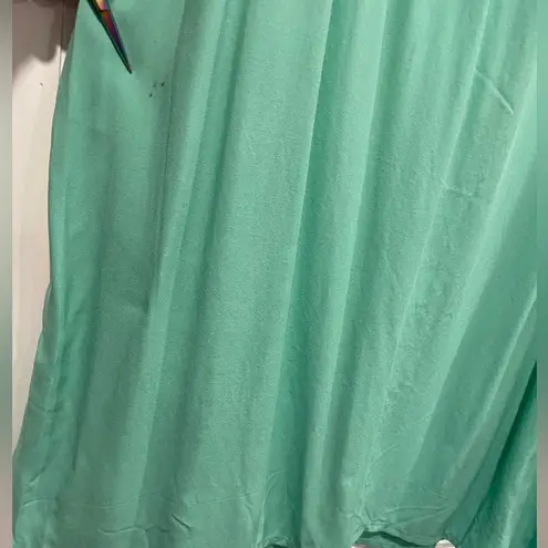 Caribbean Joe Size M Off the Shoulder Tie Neck Mint Green Pink Embroidered Dress