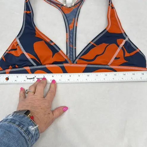 Lands End Orange Blue Racerback Swim Suit Top Bikini Top Large 14