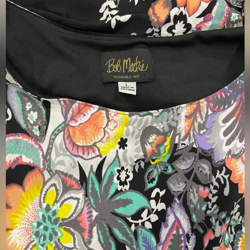 Bob Mackie wearable art multicolor floral Sheath Dress 3/4 Sleeve Crew Neck