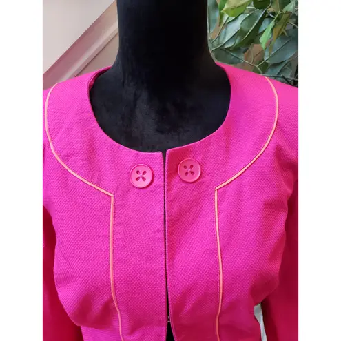 Chadwick's Jacket Women's Size 10 Pink Poplin Lined Cotton Long Sleeve Hook & Eye