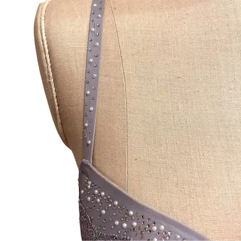 Victoria's Secret New Victoria’s Secret Dream Angels Rhinestone Pearl Demi Gray Bra Size 32DD