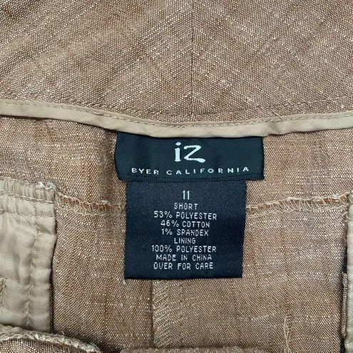 Iz Byer  Early 2000's Brown Tan Linen Look Ultra Short Micro Shorts Size 11 / M