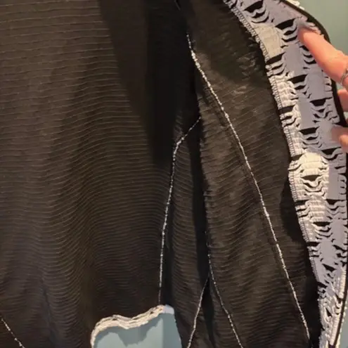 Rafael Sport Women Black White Zip Collared Textured Long Sleeve CareerJacket XL