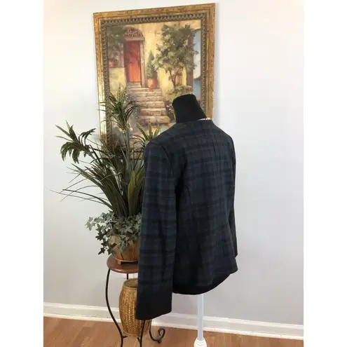 Wame Women Jacket 44 Academia Plaid Military Open Front Lined Contrasting Trim Size undefined