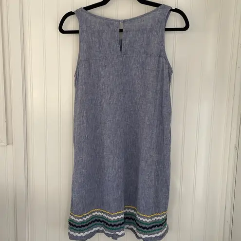For Cynthia Sleeveless Linen Blend A-Line Shift Dress Rickrack Lagenlook Size PM