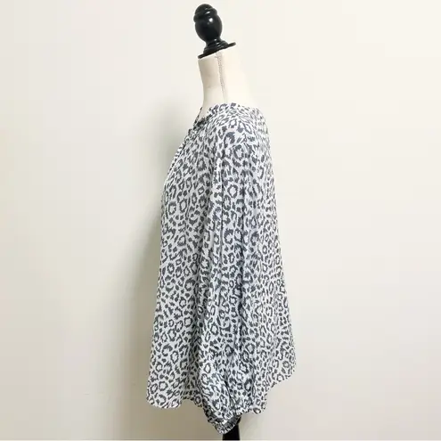 India Collection Emerson Fry White Charcoal Grey Animal Print Bardot Puff Sleeve