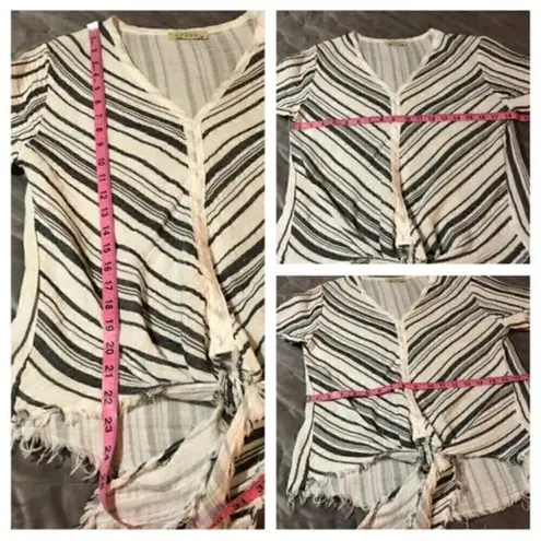 STARKx Short Sleeve Cotton Tie Knot Gauze Top V