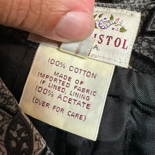 Susan Bristol Vintage Velvet Burnout Black & Pink Paisley Pencil Skirt Size 8 M