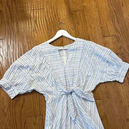 Rebecca Taylor blue striped directional stripe midi dress size 4