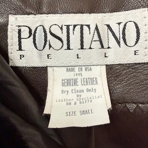 Vintage Positano Pelle Brown Leather Hooded Jacket Women’s XL USA Made
