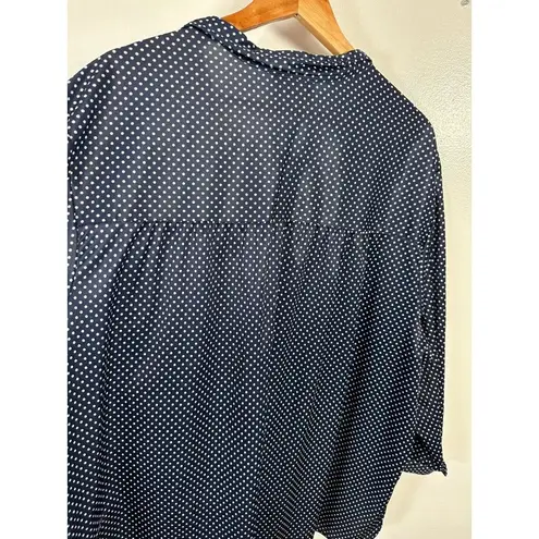 Vintage Anthony Richards 3X Womens Top MuuMuu Blouse Polka Dot Blue White