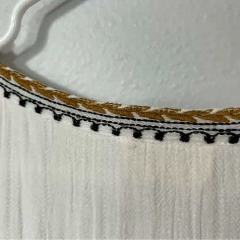 SUNDANCE TALISMAN Baba Boho White Maxi Ruffle embroidered Sleeveless Dress XL