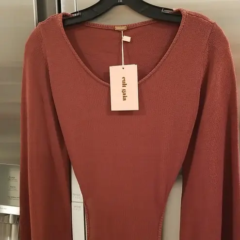 Cult Gaia ππ Carla Knit Dress ~ Full Length Gown Cut-Out Ember Brown Medium NWT