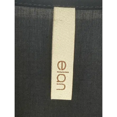 Elan Womens Blouse Bell Sleeves Perforated Black Small