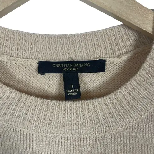 Christian Siriano New York Women’s Crewneck Pointelle Sweater in Beige Size S Tan