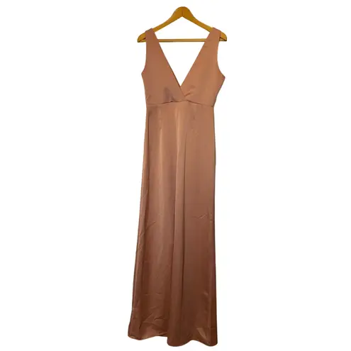 BHLDN Piper Sedona Satin V-Neck Formal Gown Dress Bridesmaid Sz 8