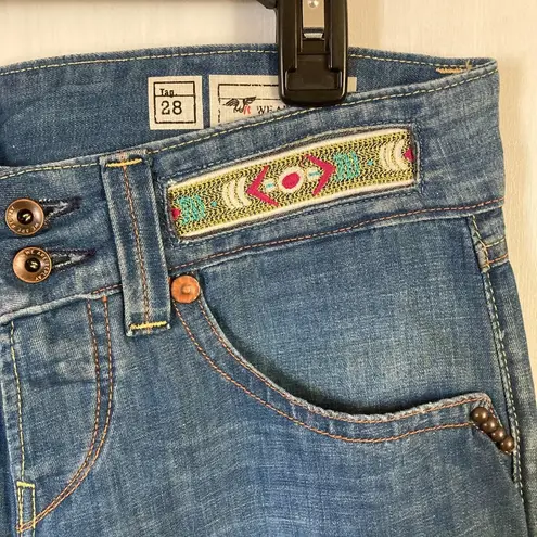 We Are Replay women's size 28 linen blend button fly bootcut jeans 30x34