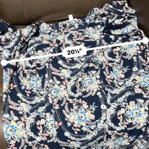 Westport Women's Dress Size 2X Blue Floral Print 3/4 Sleeve