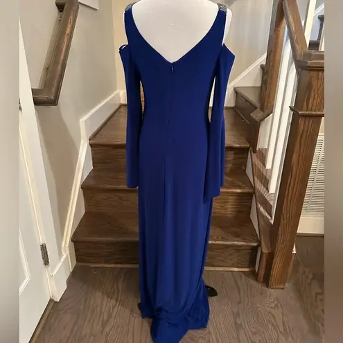 Ralph Lauren Lauren  Royal Blue Beaded Straps Tiffin Gown Dress Size 6