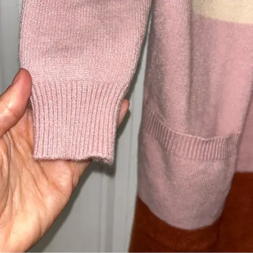 Colorblock Open Front Cardigan Sweater Women’s Small Pink