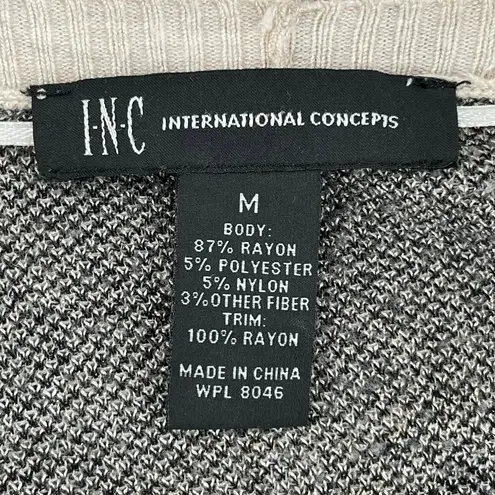 INC International Concepts Southwestern Boho Fringe Cream Cover Cardigan Size M Black Size M