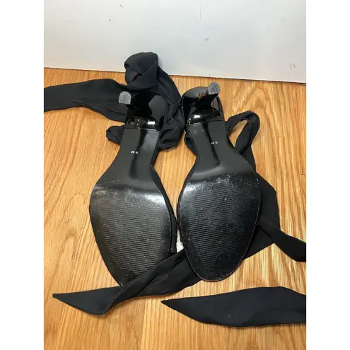 Amanda Smith Shoes Womens Size 8 Black Ankle Wrap Stiletto Heels Sandals Dressy