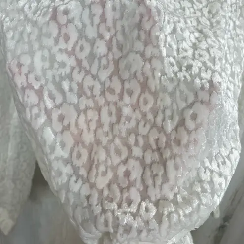 The Kooples White Sheer Velvet Button Top Blouse Flock Leo size S NWT $258
