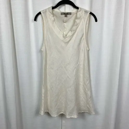 Flax Cream Linen Tank&Long Sleeve Open Drape Front Jacket Sz.S