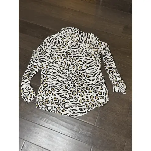Equipment FEMME Women's Leopard Print 100% Silk Button Down Blouse Size Small