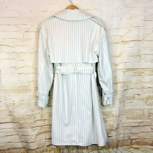 BCBGMAXAZRIA  Trench Coat Womens XS White Pinstripe Aurora Belted Jacket NWT $268