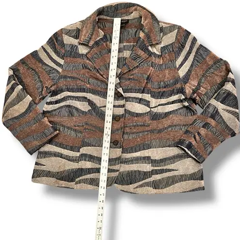 Lane Bryant Vintage  Blazer Zebra Striped Tapestry Jacket Size 22/24 Earth Tones