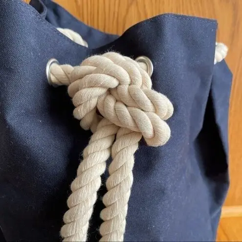 Jean Paul Gaultier Lg Navy Canvas Duffle Backback Nautical Rope Drawstring