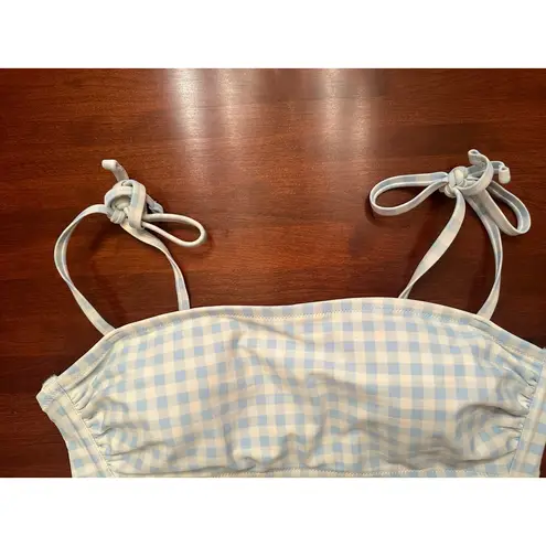 Kona Sol Large Blue and White Gingham Bikini Top (TOP ONLY)
