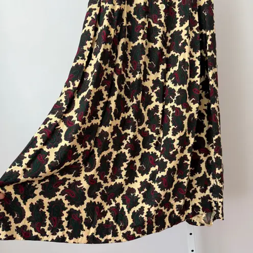 Vintage J.G. Hook Paisley Maxi Skirt Red Green sz 4 Holiday Grannycore Yellow