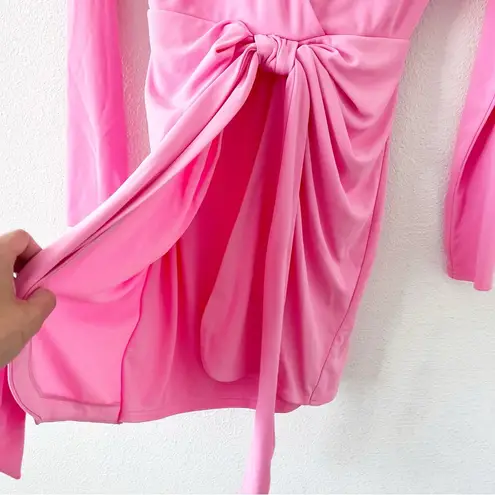 ZARA  Pink Draped V-Neck Knotted Mini Dress