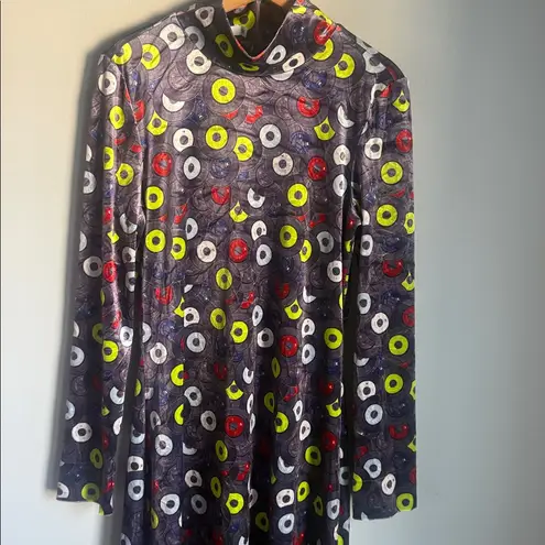 Marissa Wilson Record Print Mock Neck Midi Dress 10 Purple