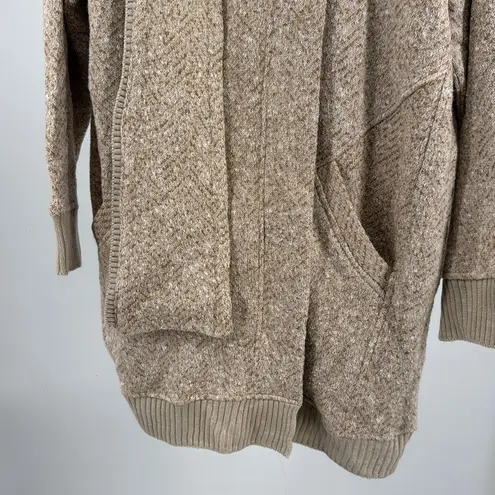 Soft Surroundings Go Lively brown cream Hooded Cardigan L open front wrap around