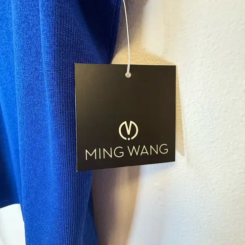 Ming Wang Sleeveless Top Bright Blue High Collar Women’s Size PM Petite Medium