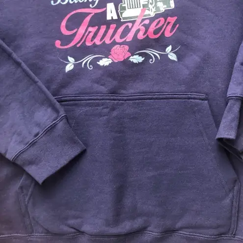 My Heart Belongs To A Trucker Graphic Hooded Sweatshirt Sz. M W/Hearts Size M