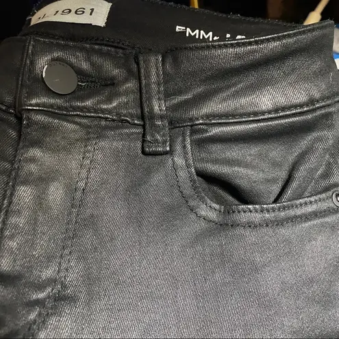 DL1961 Emma Power Coated Legging Rio Raw Hem Size 24 Party Dark Academia Goth