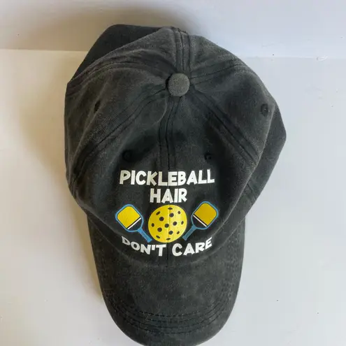 Pickleball Hair Don't Care Hat Cap Washed Black Adjustable Novelty Mom Active