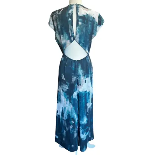 Babaton Aritzia Hamptons Dress Peacock / Deanude Size 6 Watercolor Open Back