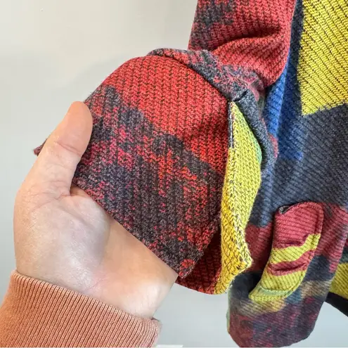 Ali Miles Abstract Print 3/4 Sleeve Knit Jacket Artsy Lagenlook Small