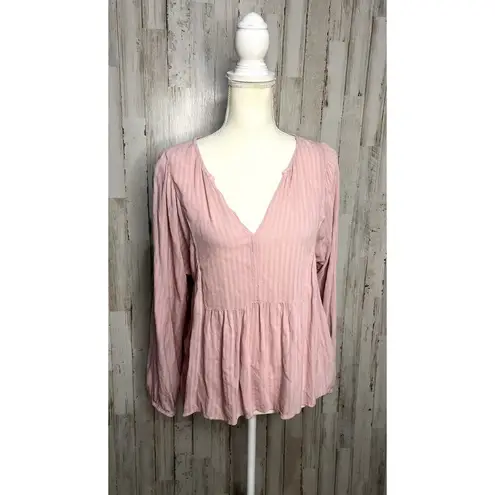 Velvet Tees Velvet by Graham & Spencer Women's Pink Striped Peplum Blouse Size Small