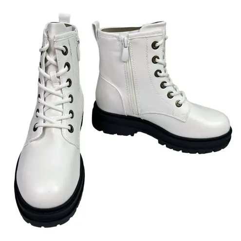 Dream Paris Dream Pairs White Lace-Up Platform Combat Boots