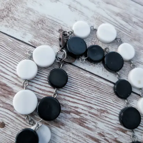 Extra Long Two Strand Black & White Claire's Necklace